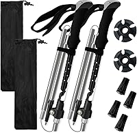 Vihicamp Collapsible Trekking Poles 2 Pack - Lightweight Foldable Aluminum Hiking Walking Sticks for Men Women Kids Seniors, Adjustable for Backpacking Camping Travel