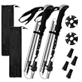 Collapsible Trekking Poles for Hiking - Lightweight Foldable Hiking Poles, 2 Pack Adjustable Aluminum Walking Sticks with for Men, Women, Kids, Seniors, Walking Poles for Backpacking, Camping, Travel