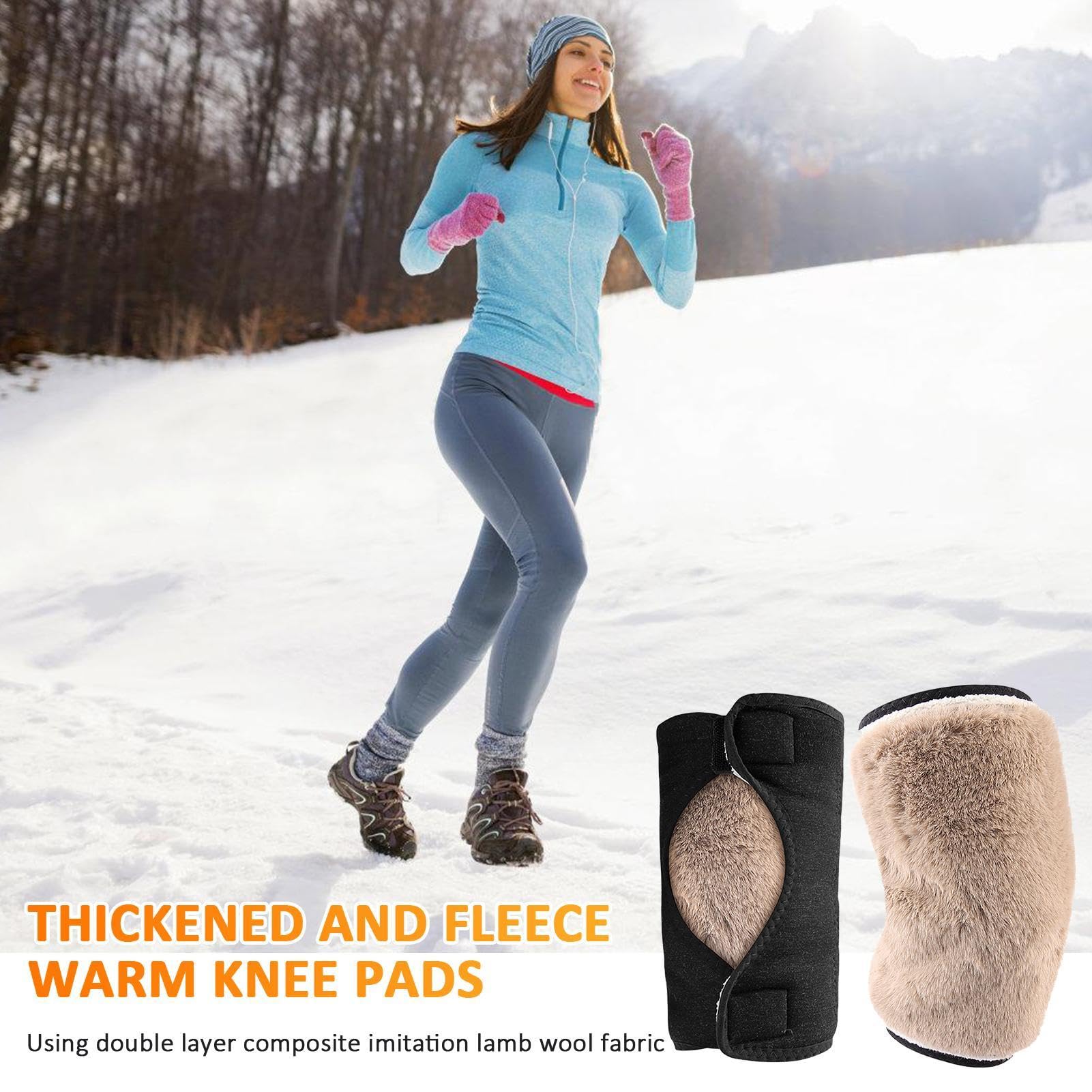 Warm Knee Pads - Knee Pads for Men, Adjustable Breathable Soft Knee Pads Leg Sleeves | Warm Thermal Winter Warmer Supplies, Double Layer Knee Joint Brace Support Pads for Running, Cycling, Skiing
