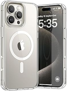 جراب حماية مغناطيسي لموبايل آيفون 16 برو ماكس متوافق مع ماج سيف، جراب شفاف بمغناطيس رفيع للغاية من السيليكون والبولي يوريثين المقاوم للحرارة الناعم والبولي كربونات لموبايل آيفون 16 برو ماكس، شفاف