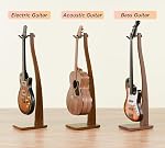 Support pour guitare, support pour guitare acoustique, support de guitare en bois massif Premium, support à guitare simple pour guitare sonore, supports de guitare suspendus semi courbés pour Studio, salon (Noyer noir américain, guitare acoustique/ Guitare électrique/Bass)