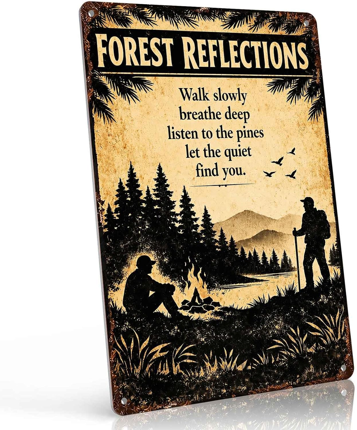 Forest Reflections Hiking Camping Metal Sign 8 x 12 Inch