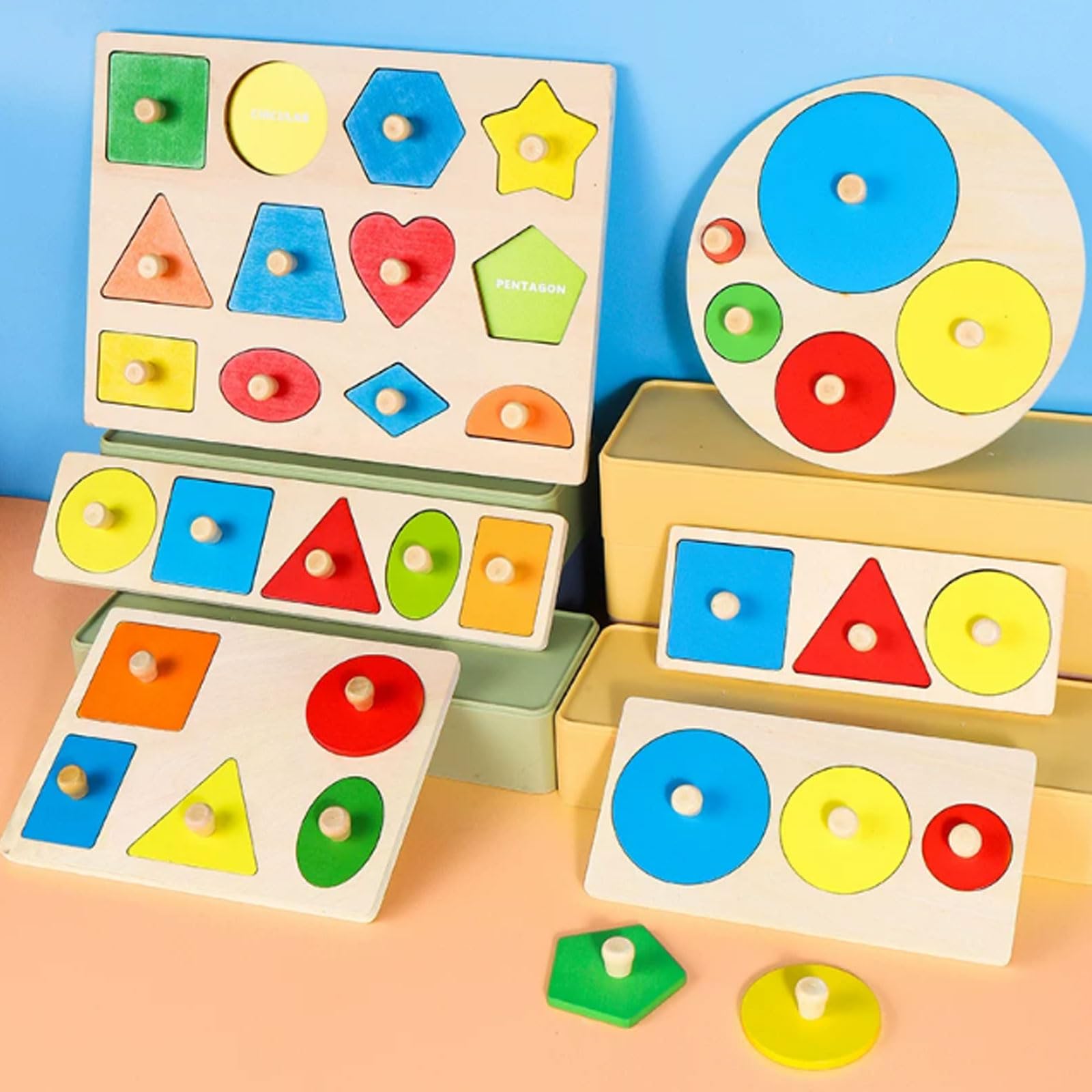 Puzzle en Bois Montessori avec Formes à encastrer