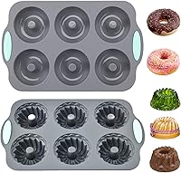 Vista 1 de Silicone Muffin Pans 2PCS 6-Cavity Food-Grade Cupcake Molds for Baking Nonstick Easy Demold Donut Pans, Dishwasher & Oven Safe