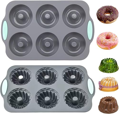 Silicone Muffin Pans 2PCS 6-Cavity Food-Grade Cupcake Molds for Baking Nonstick Easy Demold Donut Pans, Dishwasher & Oven Safe