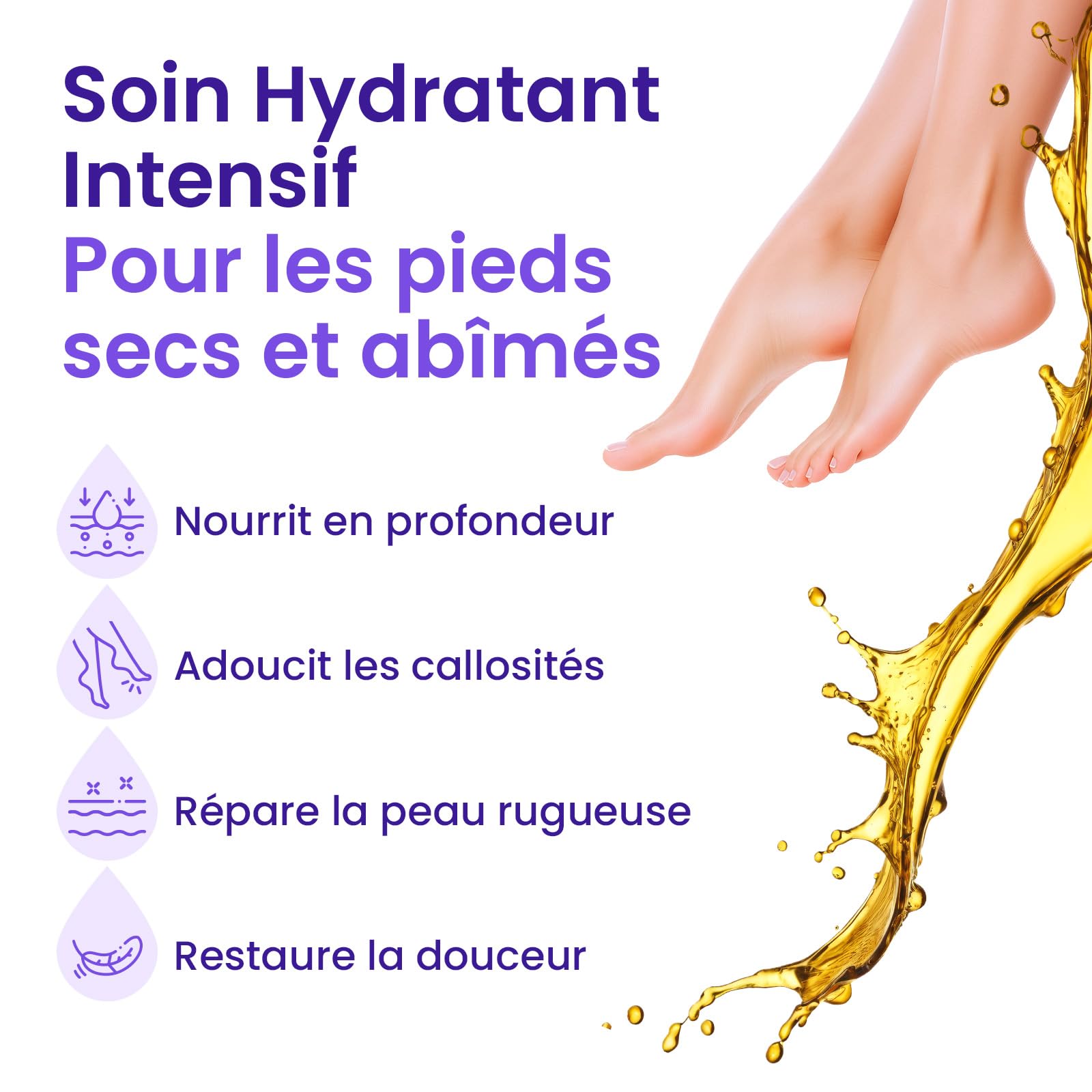 6 Paires Masque Pieds Hydratant au Lavande, pour Pieds Très Secs et Abîmés – Soin au Beurre de Karité, à l’Huile de Jojoba et à la Vitamine E, Foot Mask