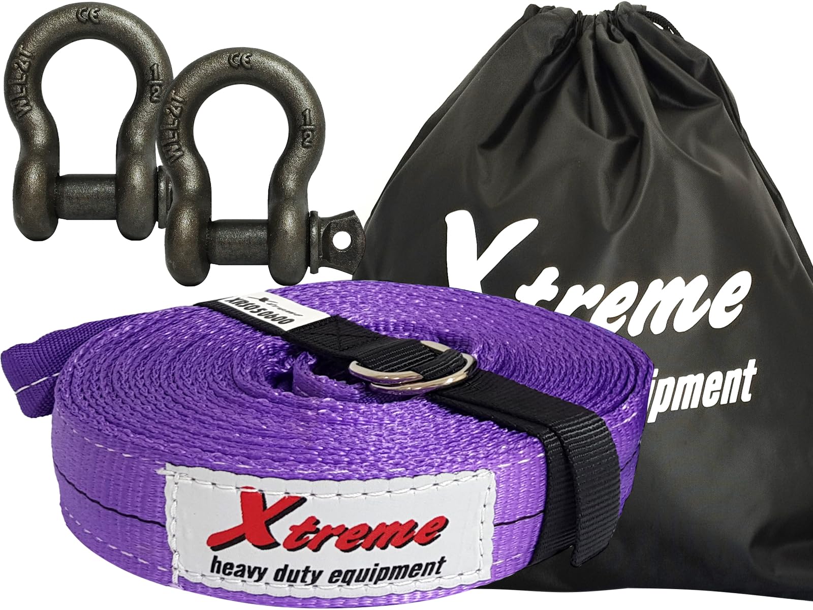 Kit di recupero e traino di fuoristrada 4x4 e camper, resistenza alla rottura 7000 kg, lunghezza 6 metri, cinta per chiuderla, grilli per agganciare il veicolo, borsa per riporla in auto