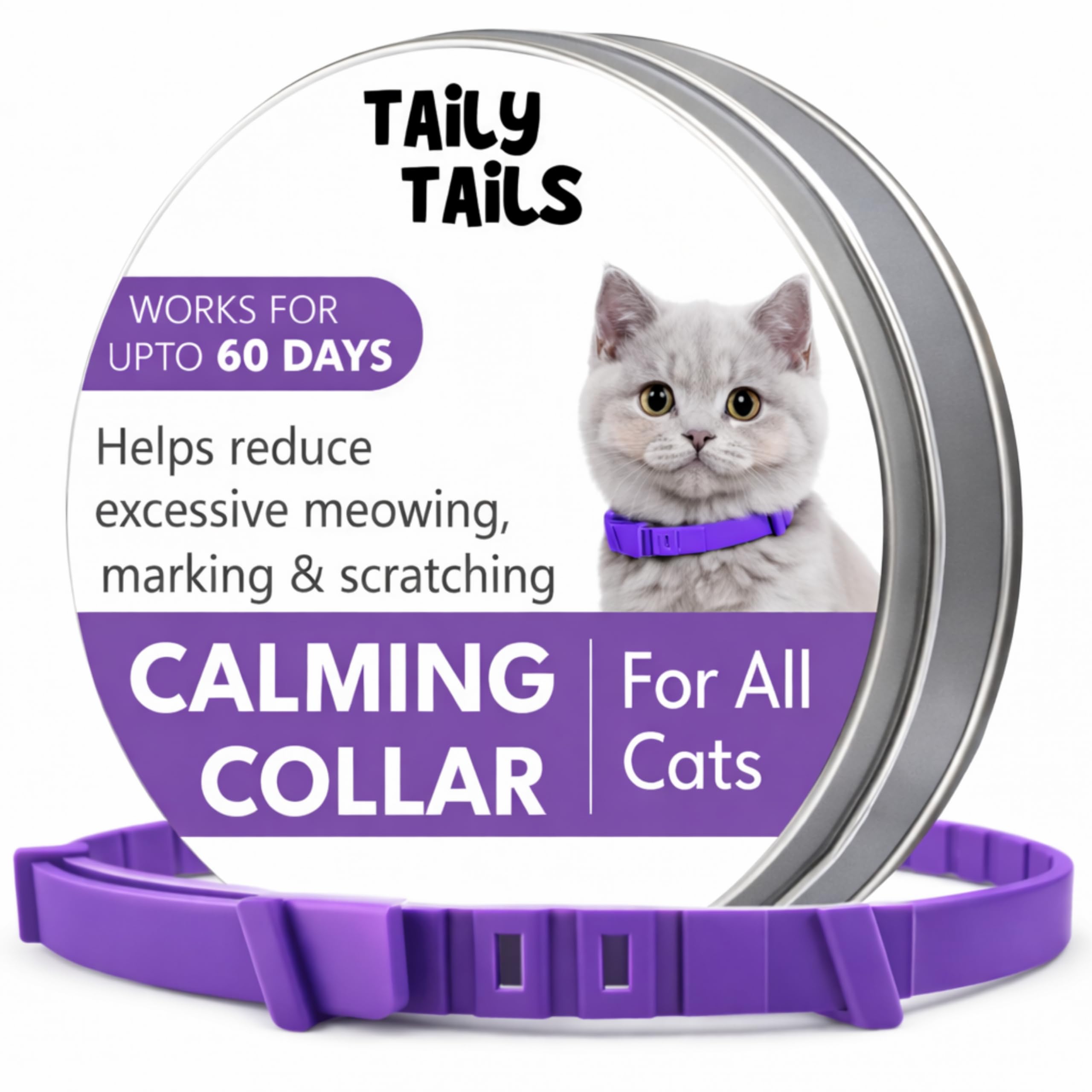 Taily Tails Cat Calming Collar - Pheromone Calming Collar for Cat Anxiety Relief - 30-Day Long-Lasting Waterproof & Adjustable Cat Calming Collar - Stress & Behavior Control-image-41