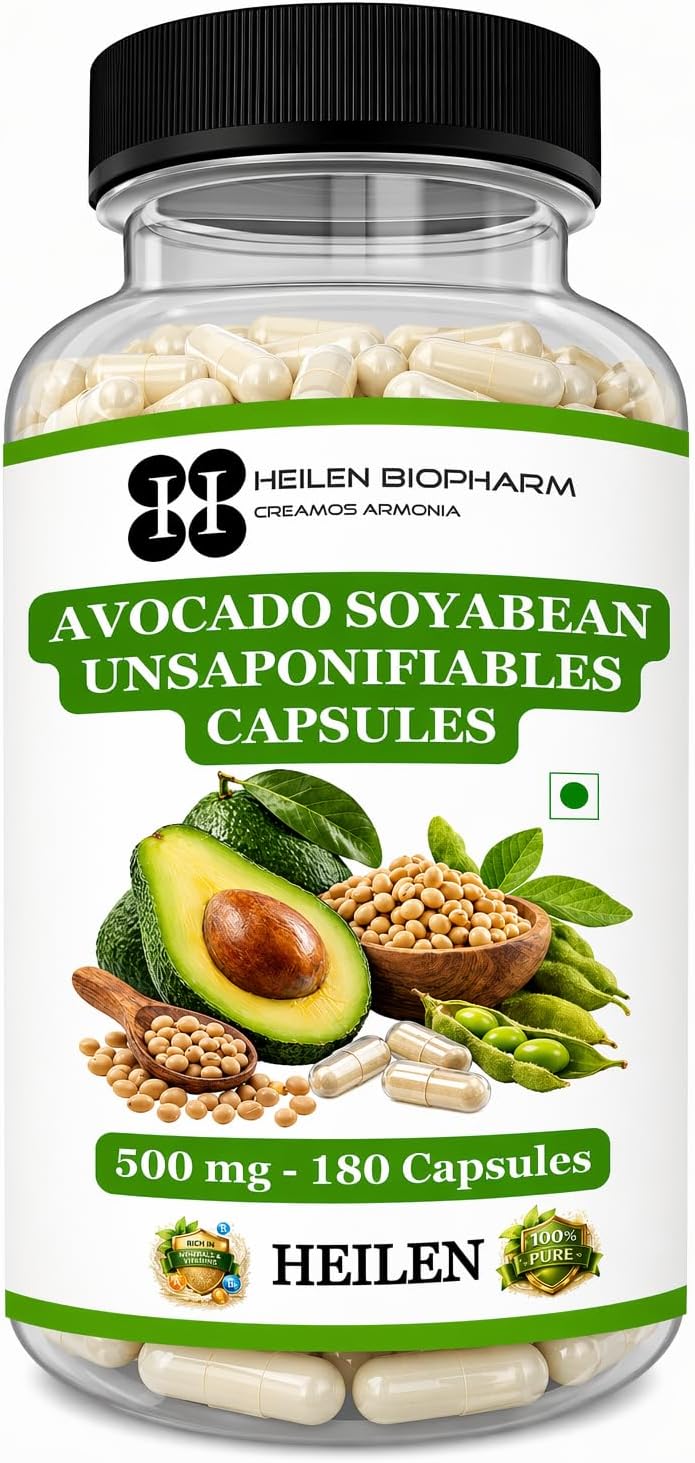 Heilen Biopharm ASU 500 mg | Avocado & Soybean Unsaponifiables | Joint, Cartilage & Mobility Support Supplement | 180 Capsules | 500 mg Each | Plant-Based | Pack of 1