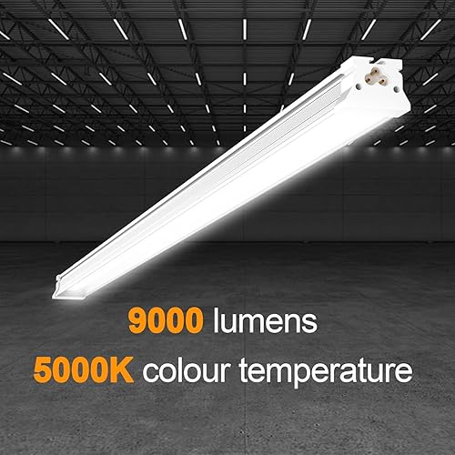 Miniatura 7 de Luz LED para tienda de 4 pies, 60 W, 5000 K luz blanca diurna 9000 lm, luz de techo enlazable para garaje, tubo de luz LED T8 de 96 pulgadas, salida