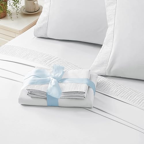 Miniatura 2 de BYSURE Juego de sábanas de microfibra de 6 piezas (Queen, blanco) - Sábanas de bolsillo profundo de 15 pulgadas, resistente a las arrugas y a la