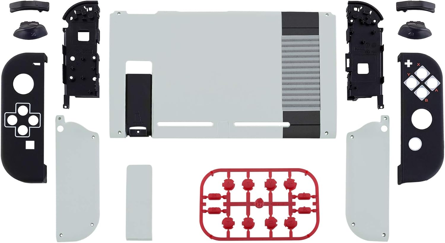 One-Day Sale: Up to 40% Off eXtremeRate Soft Touch Grip Back Plate for Nintendo Switch Console, NS Joycon Handheld Controller Housing with Full Set Buttons, DIY Replacement Shell for Nintendo Switch - Classics NES Style