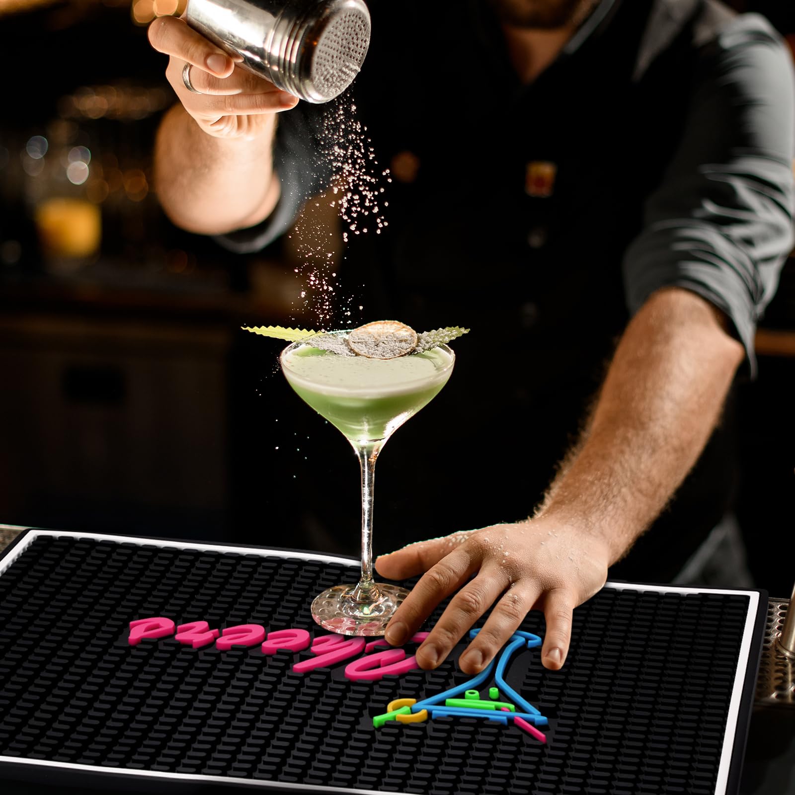 Tapis Caoutchouc Tapis De Bar Personnalisable - PVC Antidérapant Pour Comptoir (Nom De Bar/cadeau Barman) Tapis Bar