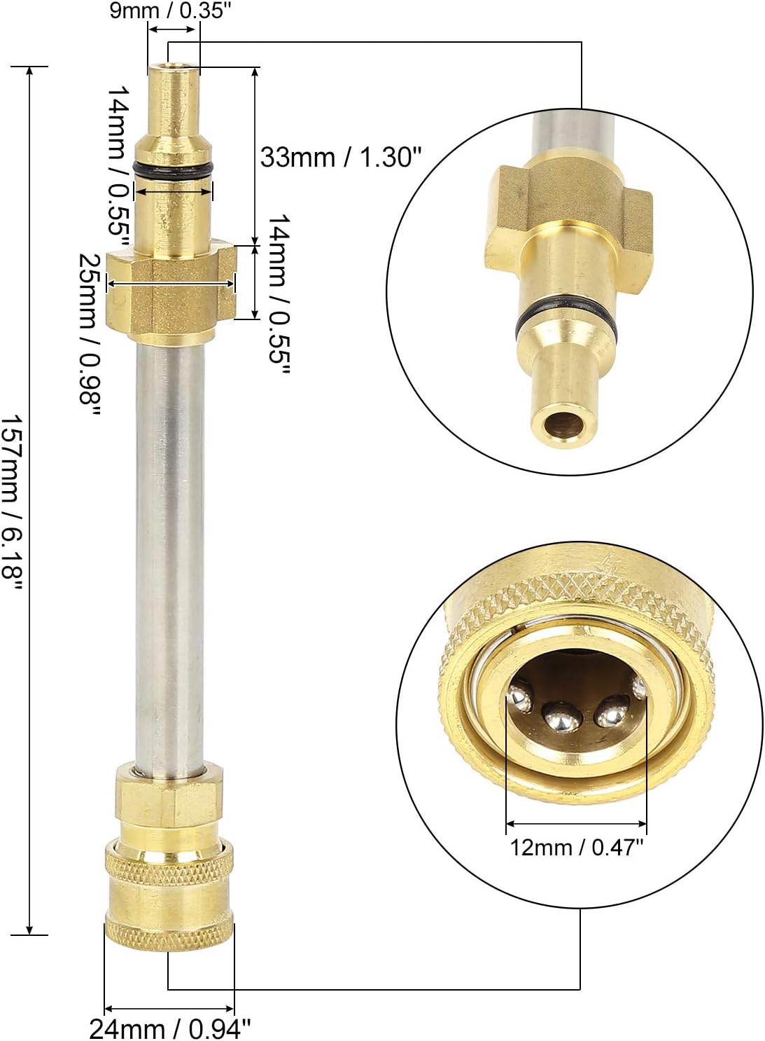 X AUTOHAUX 6.18" Car Pressure Washer Gun Lance Adapter Washer Spray Nozzle Replacement for Lavor