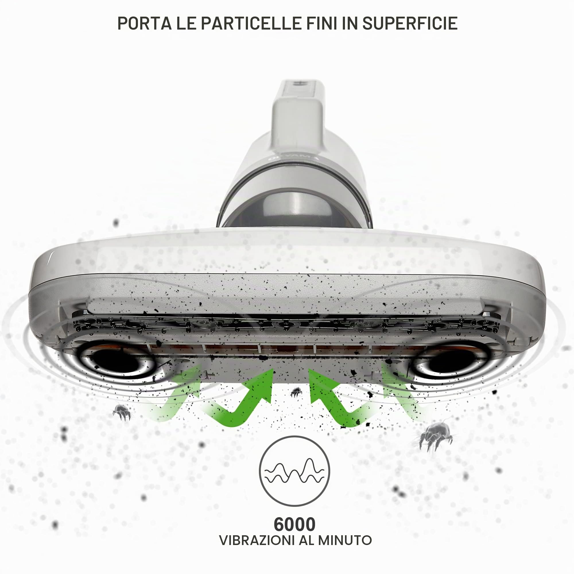 Iris Ohyama, Aspirapolvere antiacaro/battimaterasso, 400W, 6000 vibrazioni/minuto, Qualità del filtro F9, Per materasso, divano - Quilt Cleaner IC-FAC2 - Bianco