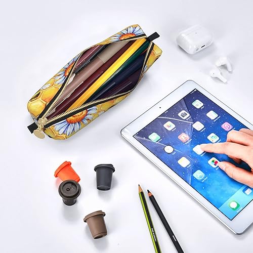 Miniatura 9 de IMPCOKRU Bolsa Pequeña para Lápices, Bolsa de Lápices de Estudio, Estuche para Llaves, Abeja y Colmena Dorada, Estuche de Almacenamiento de