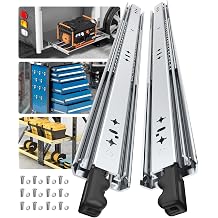 Furniware 1 Pair 36 Inch 265 lb Load Capacity Locking Drawer Slides