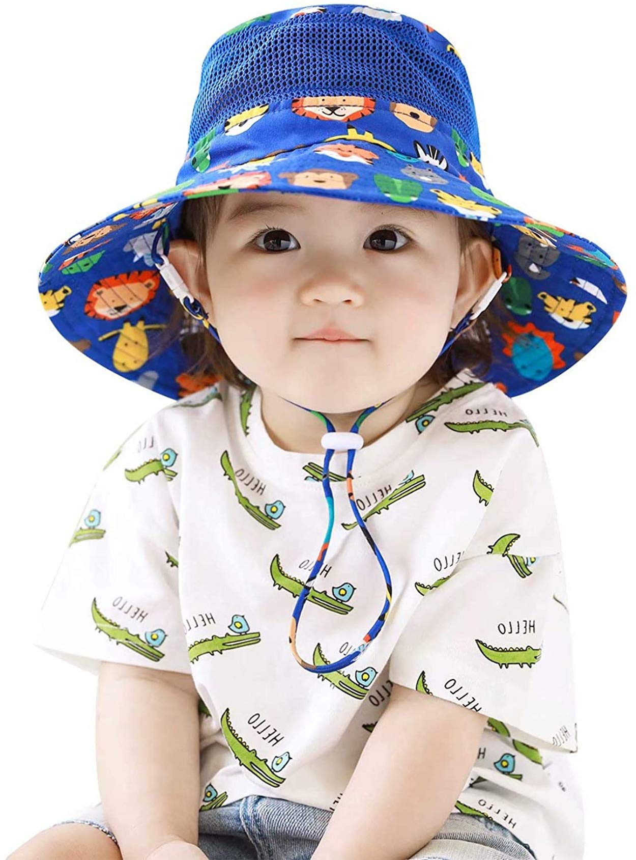 Magracy Baby Toddler Kids Adjustable Wide Brim Sun Protection Hat UPF 50+ Mesh Bucket Hat Foldable XXL
