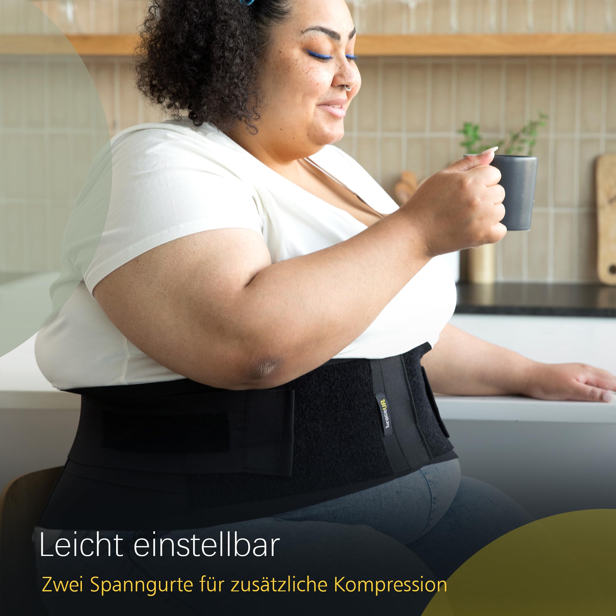 BraceUP Rückenbandage in Übergröße für Frau und Mann - 3XL bis 5XL Extra große untere Rückenstütze mit Riemen und Kompression, Unterleibsbinde in Übergröße (3XL)