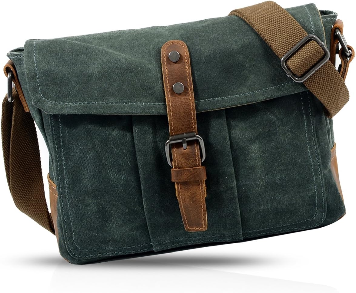 FANDARE Uniseks schoudertas, zeildoek, schoudertas voor dames en heren, lerarentas, laptoptas voor 7,9 inch notebook, koerierstas, omslagtas, aktetas, school, vrije tijd, reizen, zakelijke messenger