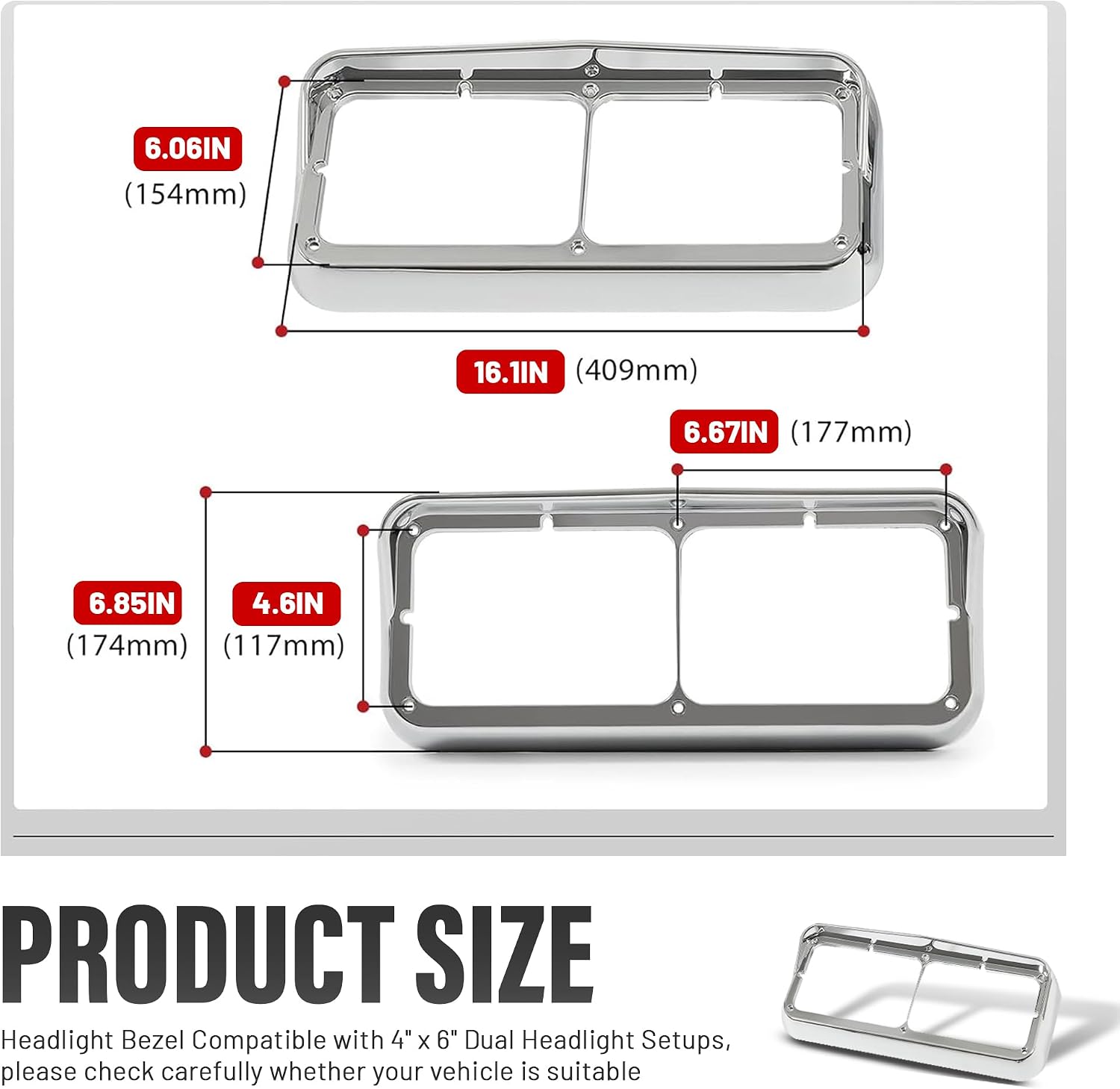 ALMULOO Headlight Bezel w/Visor Compatible with T400 T600 T800 W900B W900L