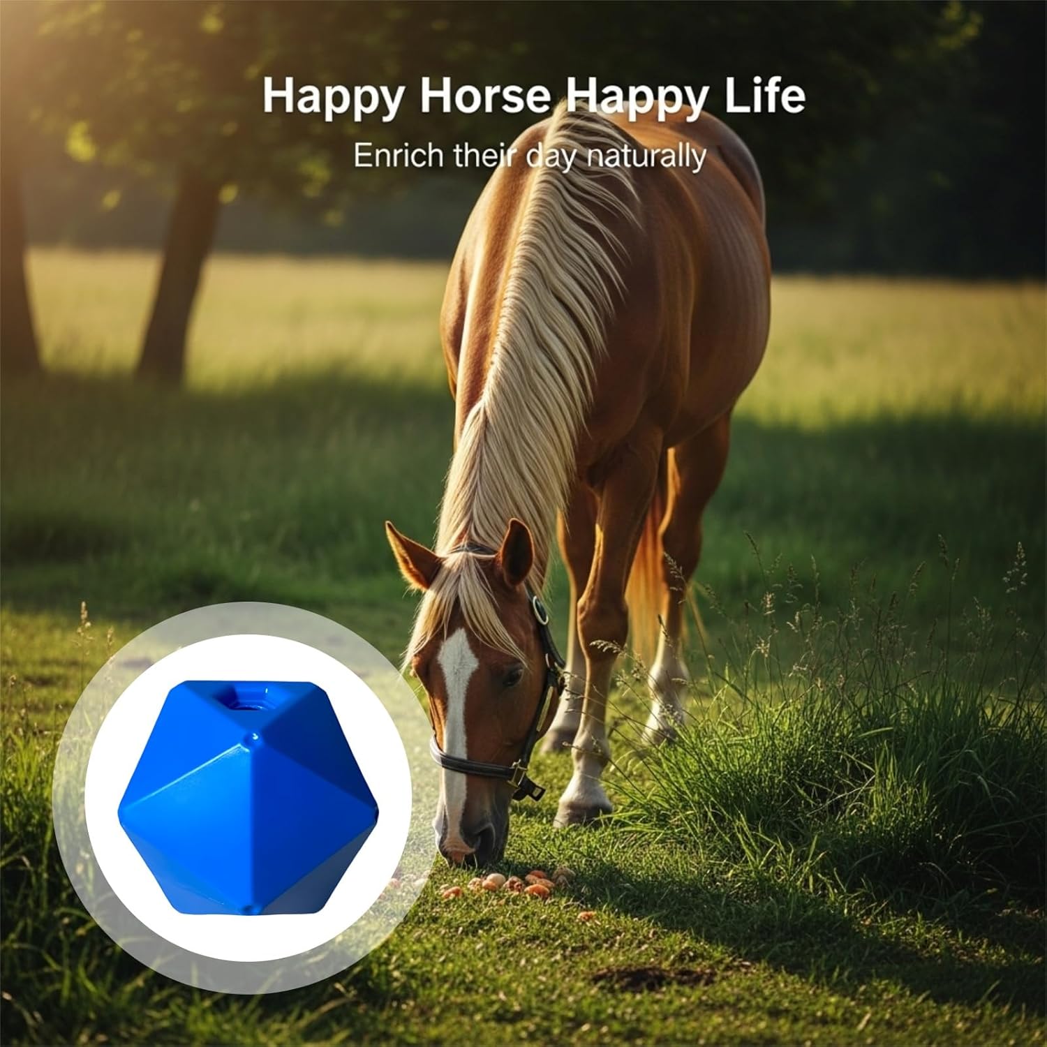 Blue 9 in Horse Treat Feeder Toy, 23 Cm Equine Play, Food-Safe Pp, Stress Reliever, Entertainment Solution for Boredom, Pasture Grazing
