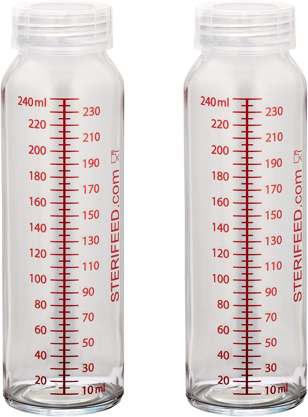 SterifeedGlass Baby Bottle, 240ml, Reusable, Pack of 2