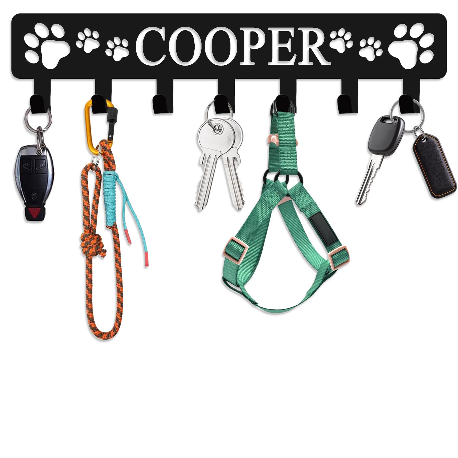 Lirsouier Personalized Dog Leash Holder with Name Custom Dog Leash Holder for Wall Key Hooks Wall Mount Personalized Pet Accessory Wall Organizer for Entryway Hallway
