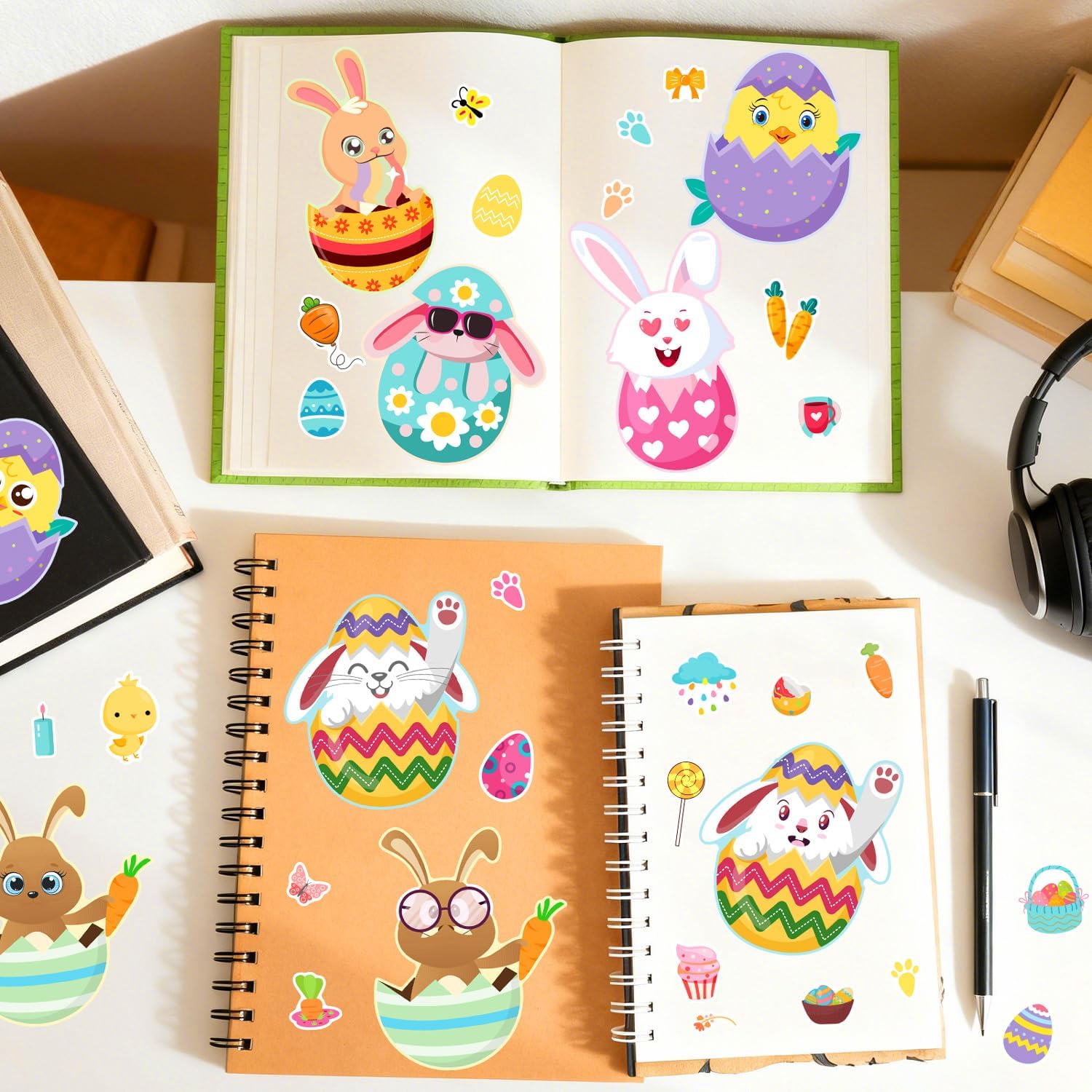 24 Sheets Easter Stickers, DIY Cute Easter Egg Bunny Chick Stickers for Easter Party Favors, Classroom Activities, Family Crafts, Easter Basket Stuffers