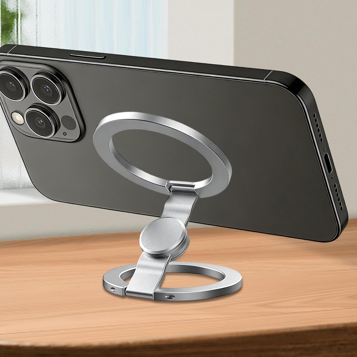 Phone Ring Holder Grip - Magnetic Double Sided Foldable Desk Stand Holder image 3