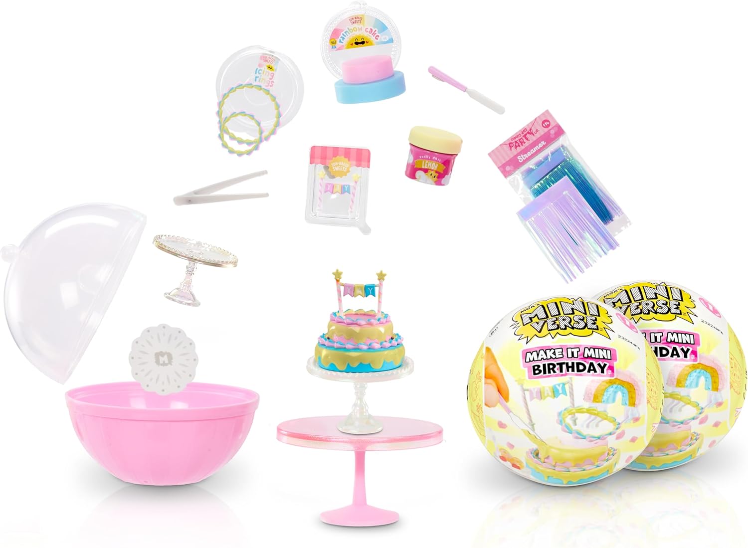 MGA's Miniverse Make It Mini Birthday, Mini Collectibles, Blind Pack, DIY, Crafts, Resin, Novelty, Party Favors, Piñata, 8+ (2-Pack)