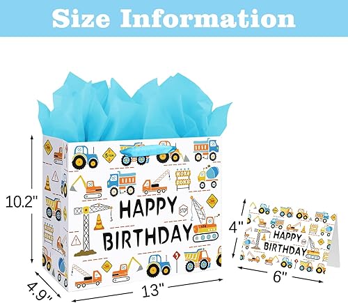 Miniatura 2 de Laidans Bolsa de regalo grande con temática de construcción de 13"