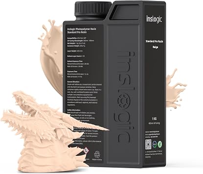 Inslogic 3D Printer Resin, Standard Pro Resin 405nm UV-Curing 3D Resin for LCD/DLP/SLA 3D Printing, High Precision & Low Shrinkage & Fast Curing Beige, 1kg