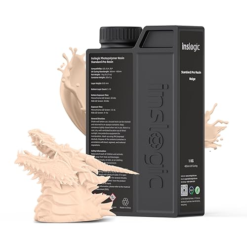 Inslogic Resina de impresora 3D, resina profesional estándar de 405 nm, resina 3D de curado UV para impresión 3D LCD/DLP/SLA, alta precisión, baja