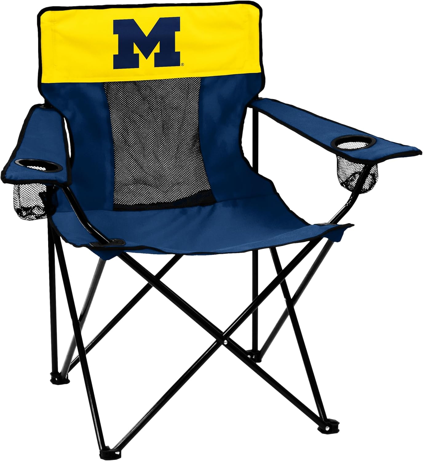 Logo Brands NCAA Michigan Wolverines Elite Chair, Unisex Adult Chair with Two Cup Holder, One Size, Team Color