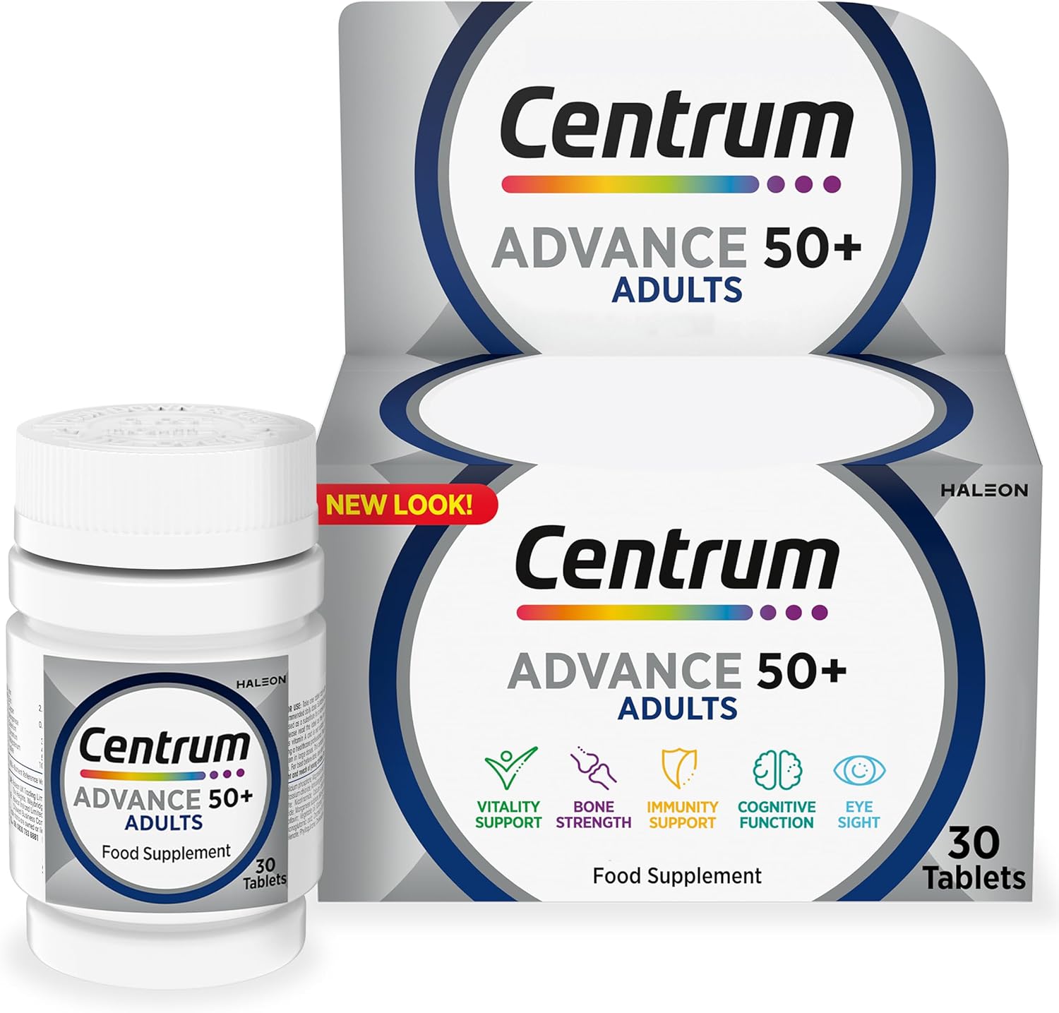 Centrum Advance 50+ Tablets Multivitamin & Mineral Supplements, with 24 essential nutrients, including vitamin D, C, Zinc, 30 ct