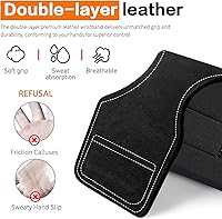 Vista 5 de Correa de Muñeca para Levantamiento de Peso, Correas de Piel de Doble Capa para Entrenamiento de Fuerza en Gimnasio, Peso Muerto, Levantamiento