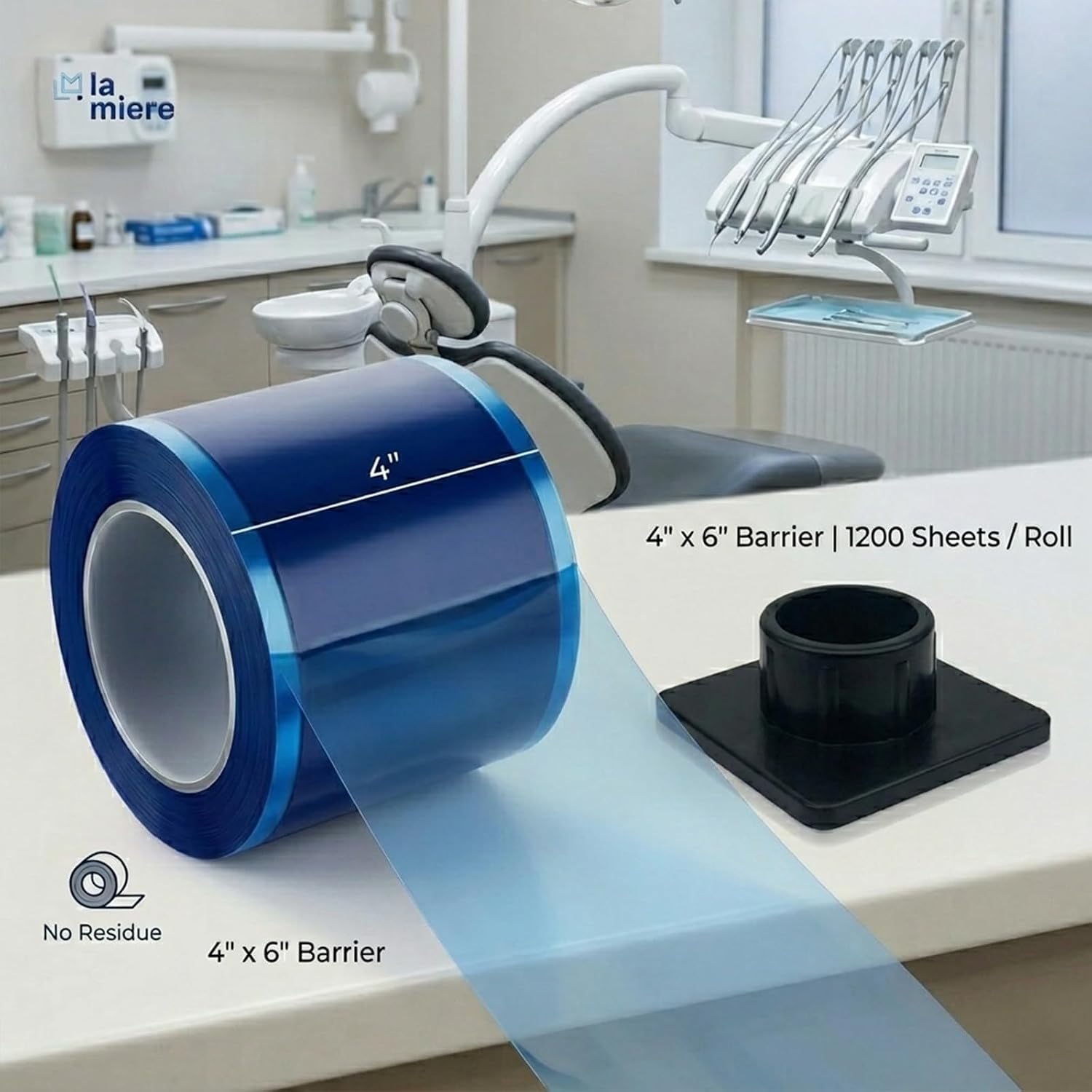 LA MIERE Blue Dental Barrier Film Roll 4"×6" – One-Sided Adhesive with Finger Lift Edge, Easy Peel No Residue, 1200 Perforated Sheets for Dental Tattoo image 5