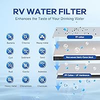 Vista 3 de Sistema de Filtro de Agua para RV, Filtración de Agua de 5 Etapas para Autocaravanas y Cámpers, Filtros de 0.01 Micras Eliminan Sedimentos, Cloro