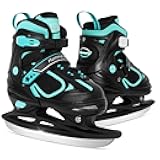 MammyGol Adjustable Ice Skates for Kids Youth Tean Hockey Lace-Up Boys or Girls Ice Skate for Beginner Age 4-12 Blue Black Teal Green