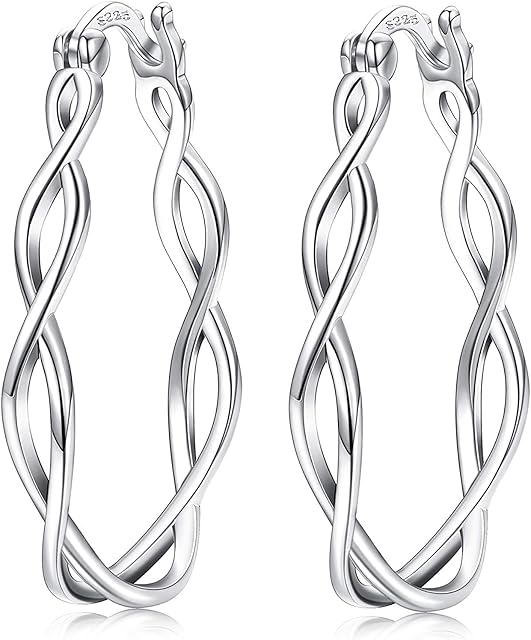 Milacolato 925 Sterling Silver Hoop Earrings Twist Irish Celtic Knot Earrings for Women