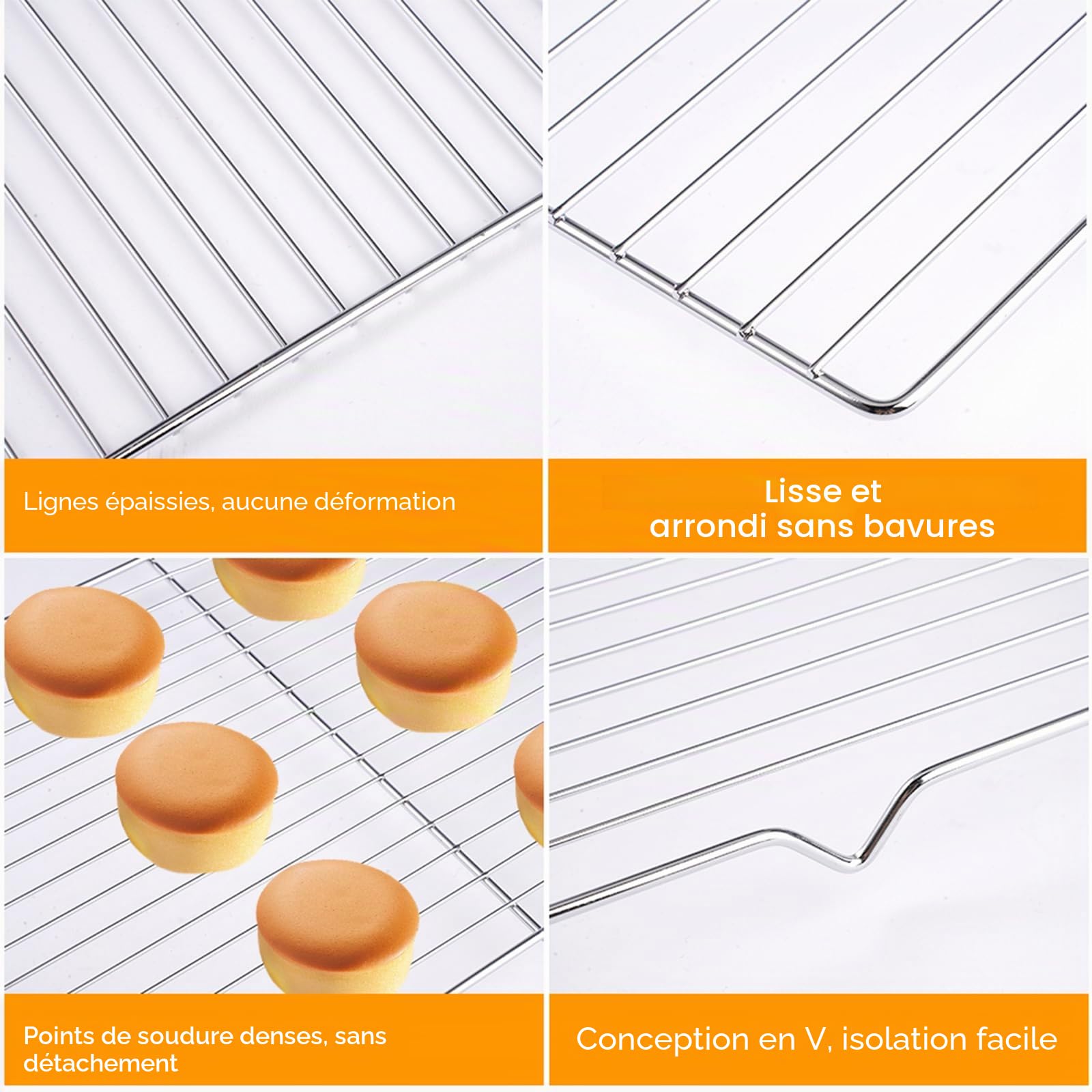 Grille Patisserie Acier Inoxydable 31x20x1.5 cm Refroidissement Rectangulaire