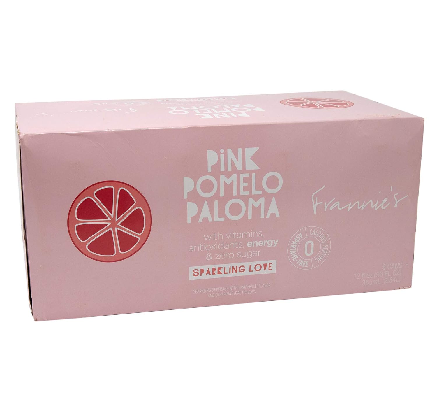 Frannie's Sparkling Beverage- Zero Calories & Sugar, Aspertame Free: 8-Pack 12 fl. oz. Cans (Pink Pomelo Paloma)