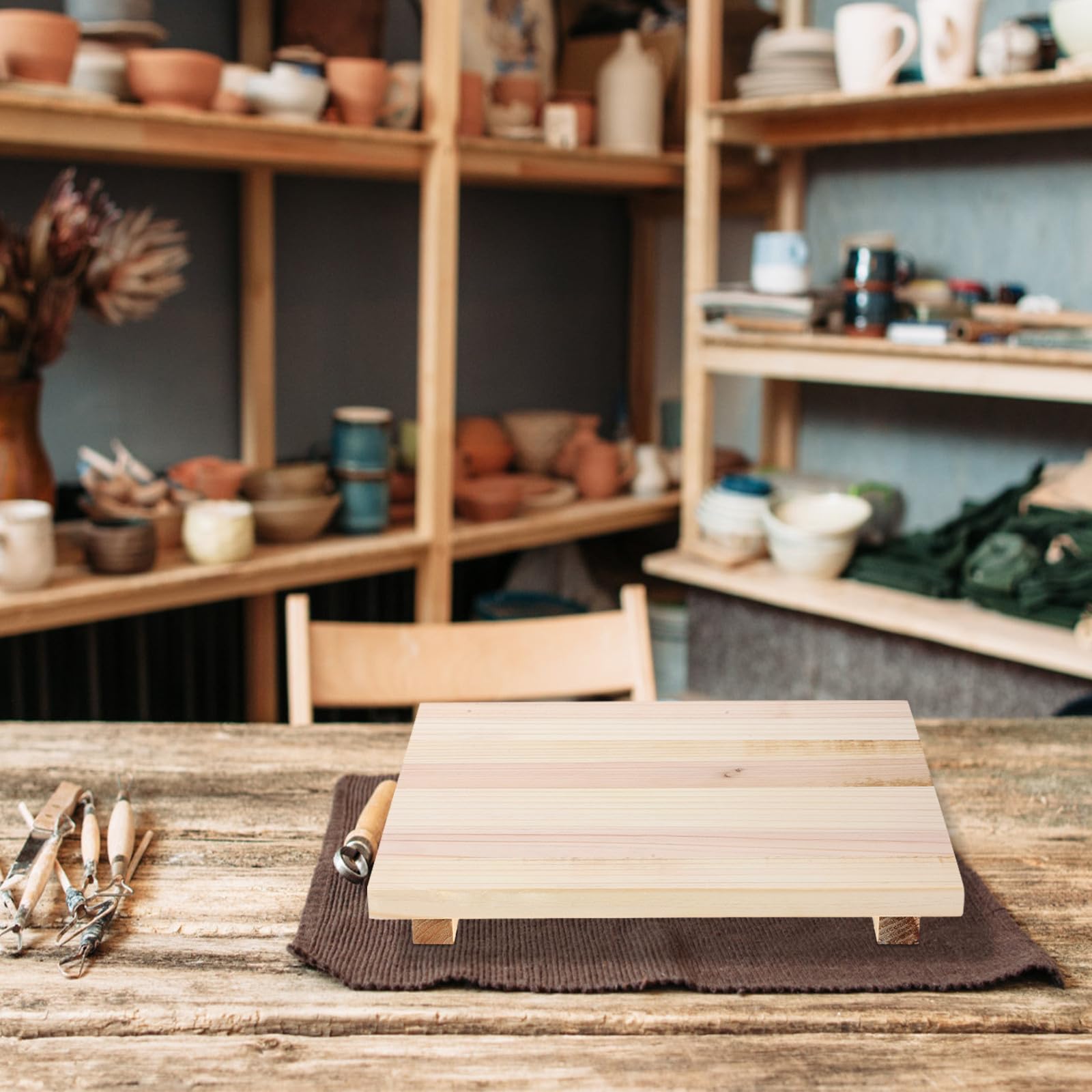 Zerodeko Tavola di Argilla in Legno Naturale Assorbente 2 Pezzi per Scultura e Modellazione Ceramica, Base per Argilla Resistente e Versatile, Strumento Artigianale per Ceramisti