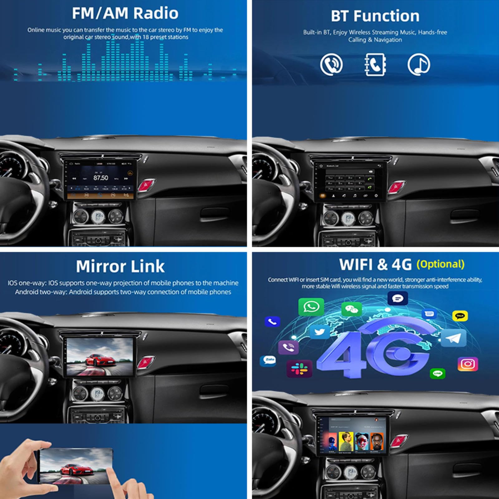 Android 15 Car Stereo 9" Samochód Dla Citroen C3 MK2 SC 2009-2016,M111