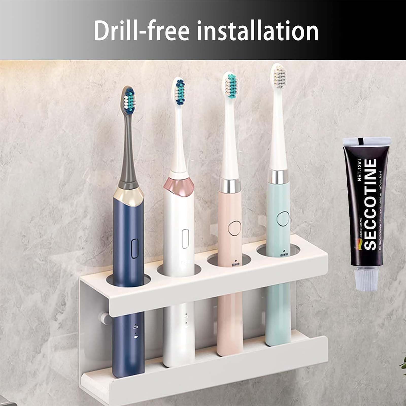 Porta Spazzolino Elettrico Multifunzione, Portaspazzolino Elettrico, Portaspazzolini da Bagno da Parete, Portaspazzolini da Bagno, 4 Fori Portaspazzolino Universale Elettrico, Base Diatomee