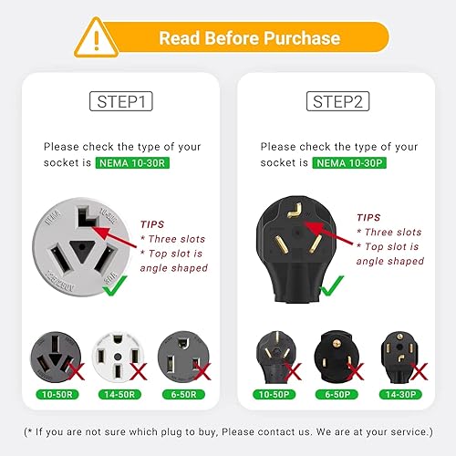 Miniatura 10 de Divisor de 30 amperios, secador de 4 puntas, divisor en Y, clavija L, NEMA 14-30P macho a 2 NEMA 14-30R hembra, 30 amperios, 250 voltios, 7500 W,