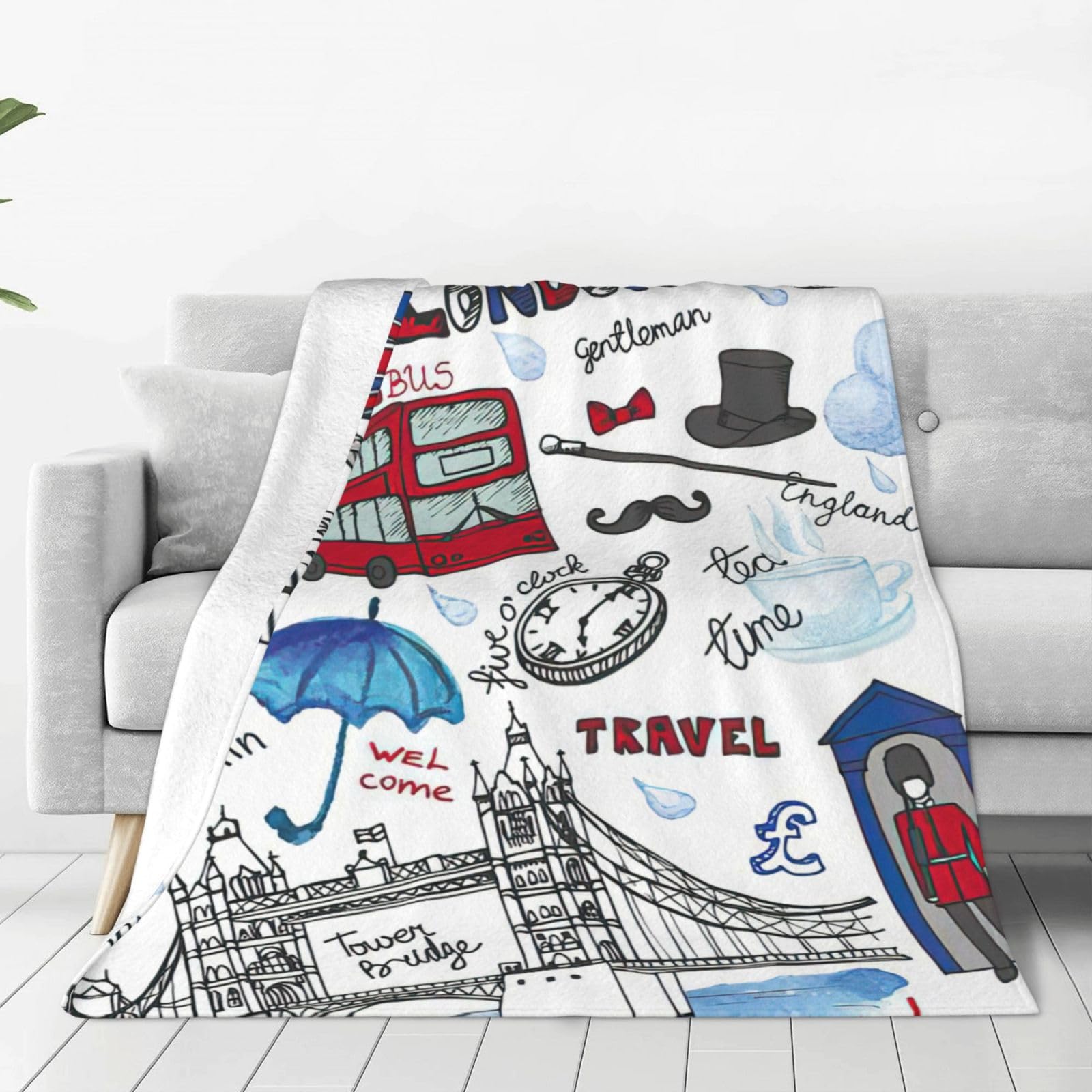 Couverture polaire douce contre le froid lit et canapé flanelle légère Londres
