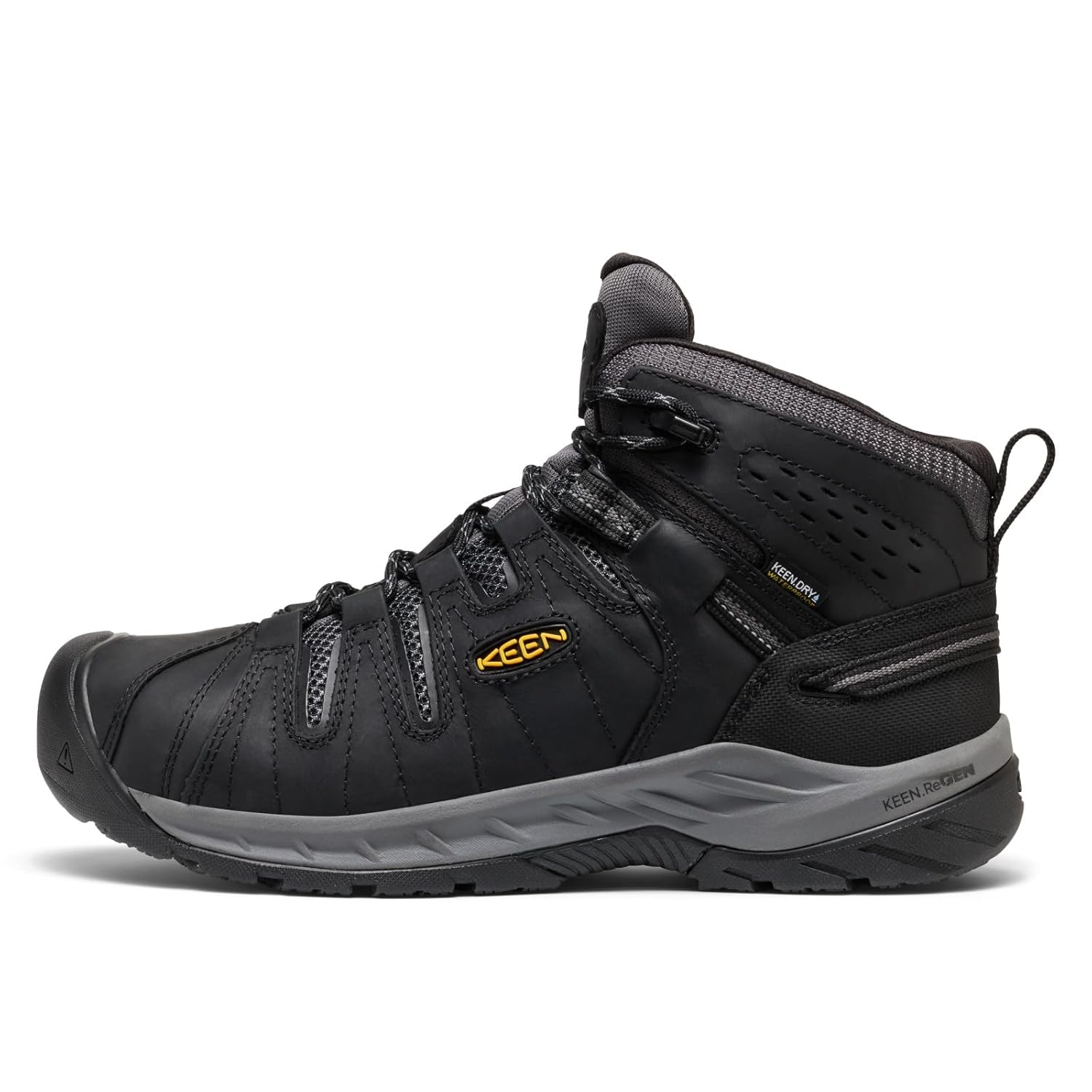 KEEN Utility Men's Flint 2 VersaTREAD Non Slip Mid Height Steel Toe Waterproof Work Boots, Black/Dark Shadow, 7 D - Image 3