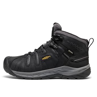 KEEN Utility Men's Flint 2 VersaTREAD Non Slip Mid Height Steel Toe Waterproof Work Boots, Black/Dark Shadow, 7 US
